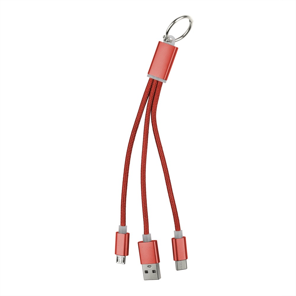 Brelok 3w1 z kablem do ładowania USB/USB-C/Micro USB - Kable z nadrukiem logo | VEBI - zdjęcie 5