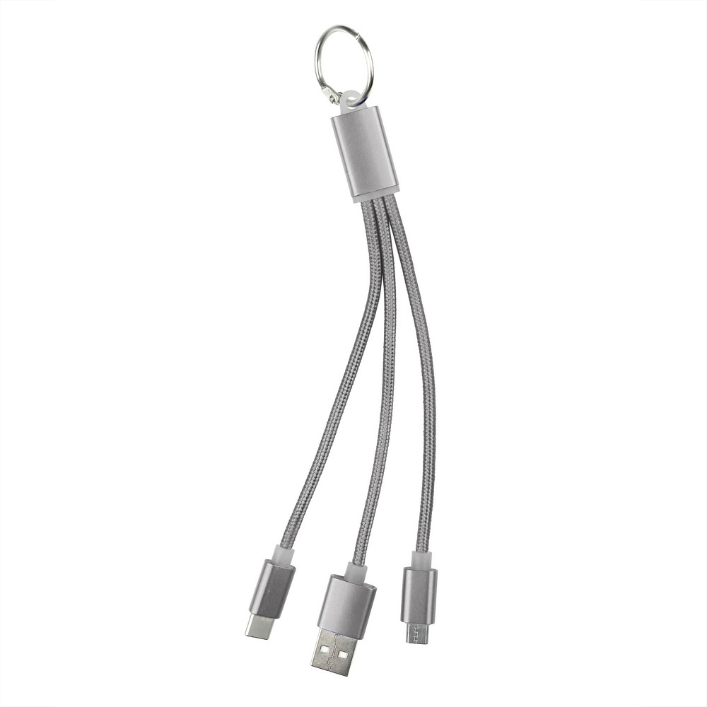 Brelok 3w1 z kablem do ładowania USB/USB-C/Micro USB - Kable z nadrukiem logo | VEBI - zdjęcie 12