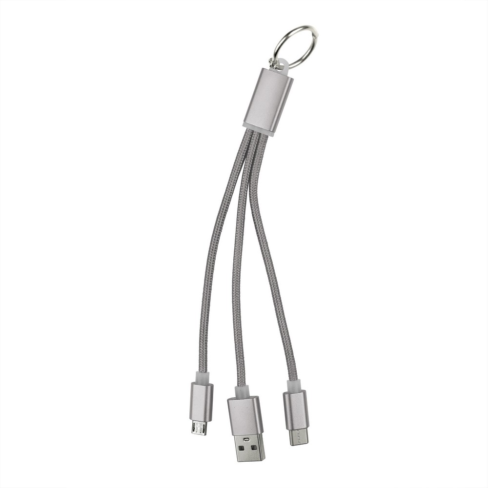 Brelok 3w1 z kablem do ładowania USB/USB-C/Micro USB - Kable z nadrukiem logo | VEBI - zdjęcie 13