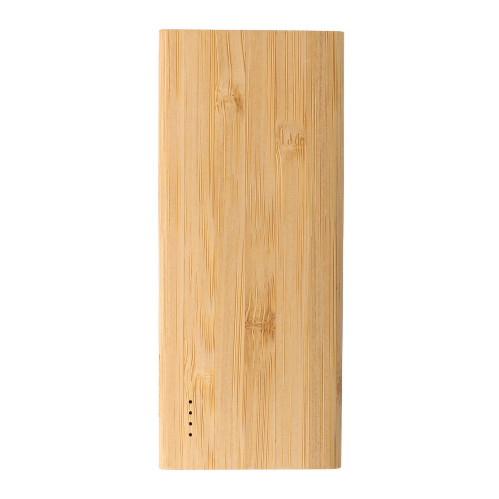 Power bank bambusowy 5000 mAh z diodami LED i kablami - Power banki z nadrukiem logo | VEBI - zdjęcie 6