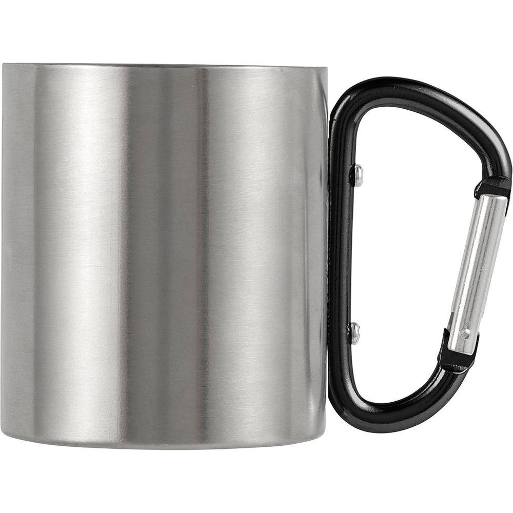 Kubek turystyczny z karabińczykiem 185ml - metal, podwójne ścianki - Kubki z nadrukiem logo | VEBI