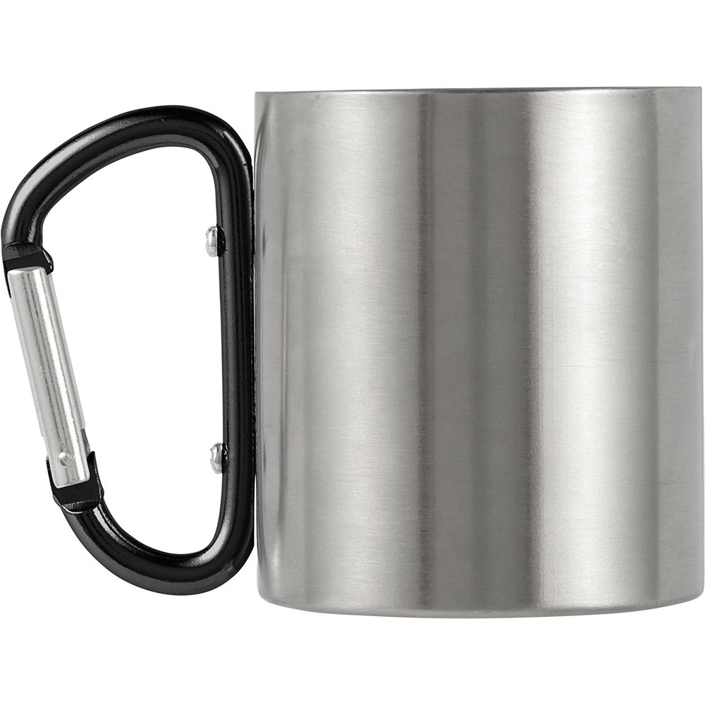 Kubek turystyczny z karabińczykiem 185ml - metal, podwójne ścianki - Kubki z nadrukiem logo | VEBI - zdjęcie 3
