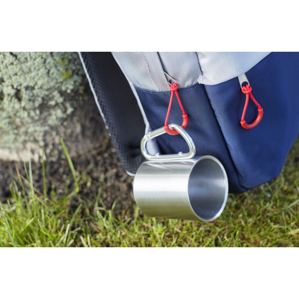 Kubek turystyczny z karabińczykiem 185ml - metal, podwójne ścianki - Kubki z nadrukiem logo | VEBI - zdjęcie 2