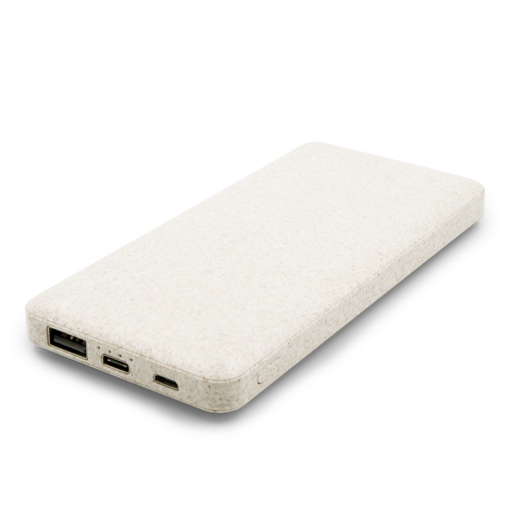 Power bank 8000 mAh ze słomy pszenicznej z nadrukiem logo - Power banki z nadrukiem logo | VEBI