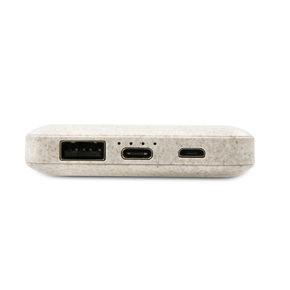 Power bank 8000 mAh ze słomy pszenicznej z nadrukiem logo - Power banki z nadrukiem logo | VEBI - zdjęcie 2