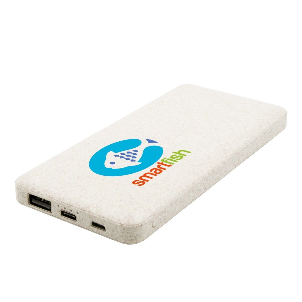 Power bank 8000 mAh ze słomy pszenicznej z nadrukiem logo - Power banki z nadrukiem logo | VEBI - zdjęcie 3