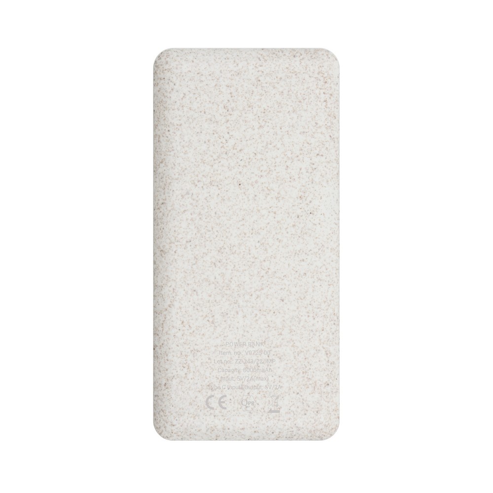 Power bank 8000 mAh ze słomy pszenicznej z nadrukiem logo - Power banki z nadrukiem logo | VEBI - zdjęcie 5