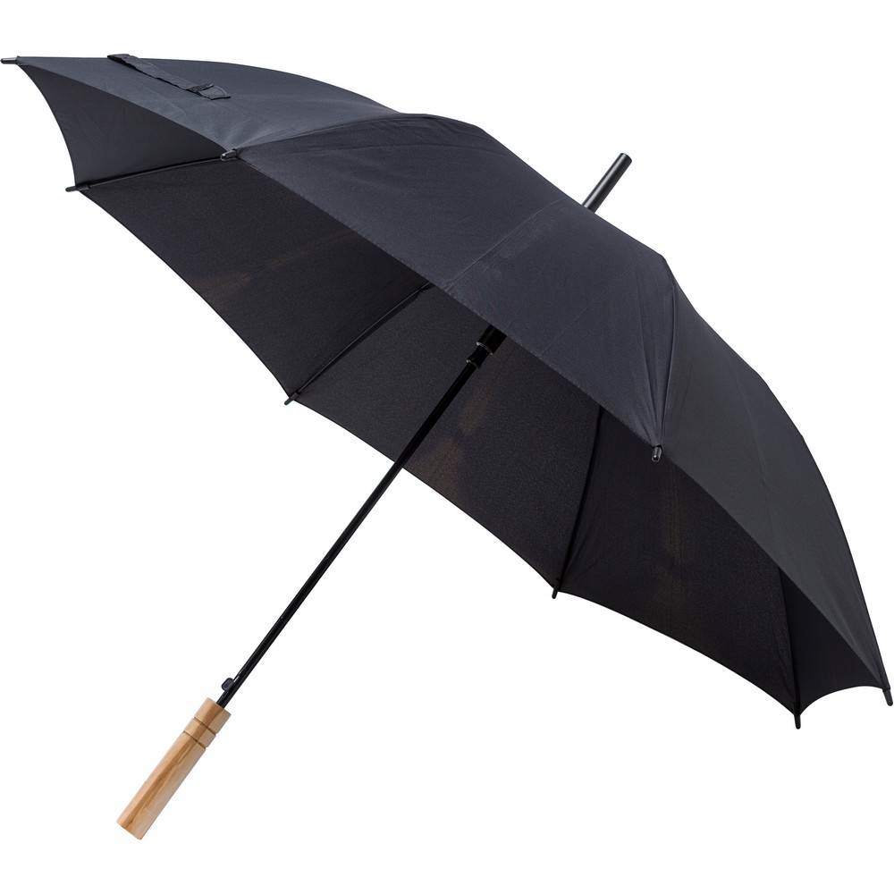 Parasol automatyczny RPET z bambusową rączką - Parasole automatyczne z nadrukiem logo | VEBI - zdjęcie 2