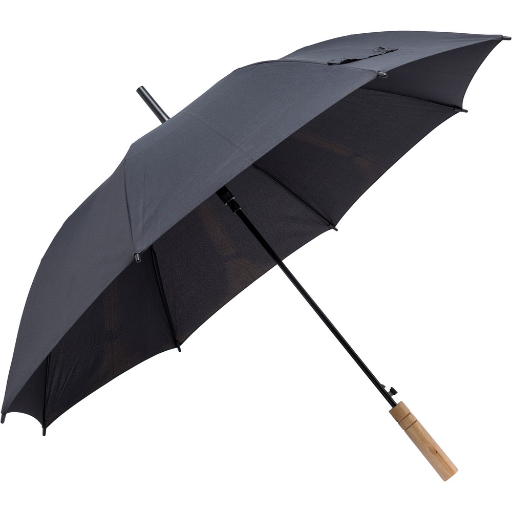 Parasol automatyczny RPET z bambusową rączką - Parasole automatyczne z nadrukiem logo | VEBI - zdjęcie 4