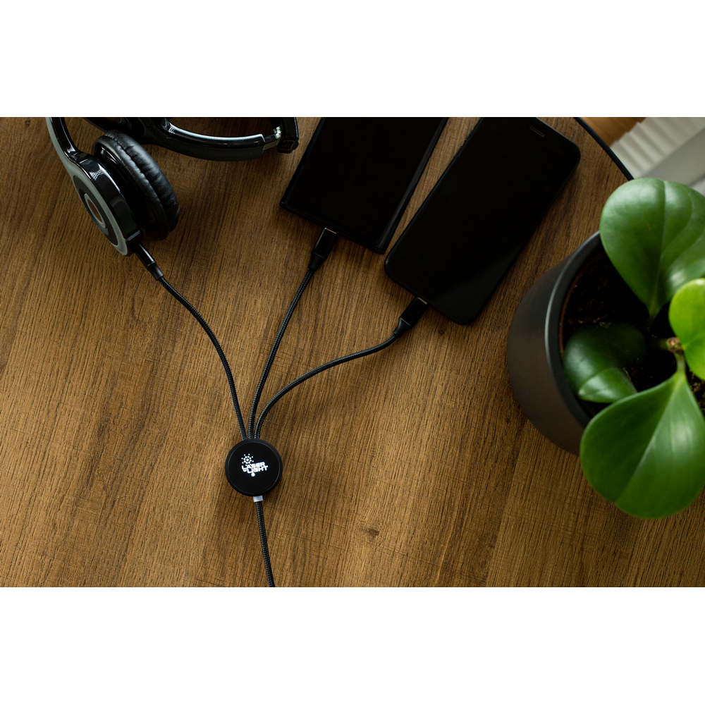 Kabel ładujący 5w1 z podświetlanym grawerem Jyanette - Kable z nadrukiem logo | VEBI - zdjęcie 2