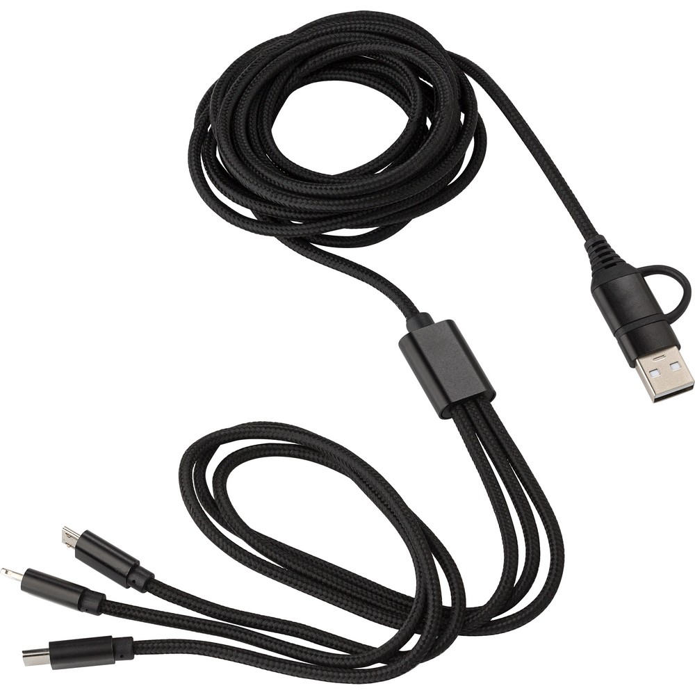 Uniwersalny kabel ładujący 4w1 z 4 końcówkami - 290cm - Kable z nadrukiem logo | VEBI