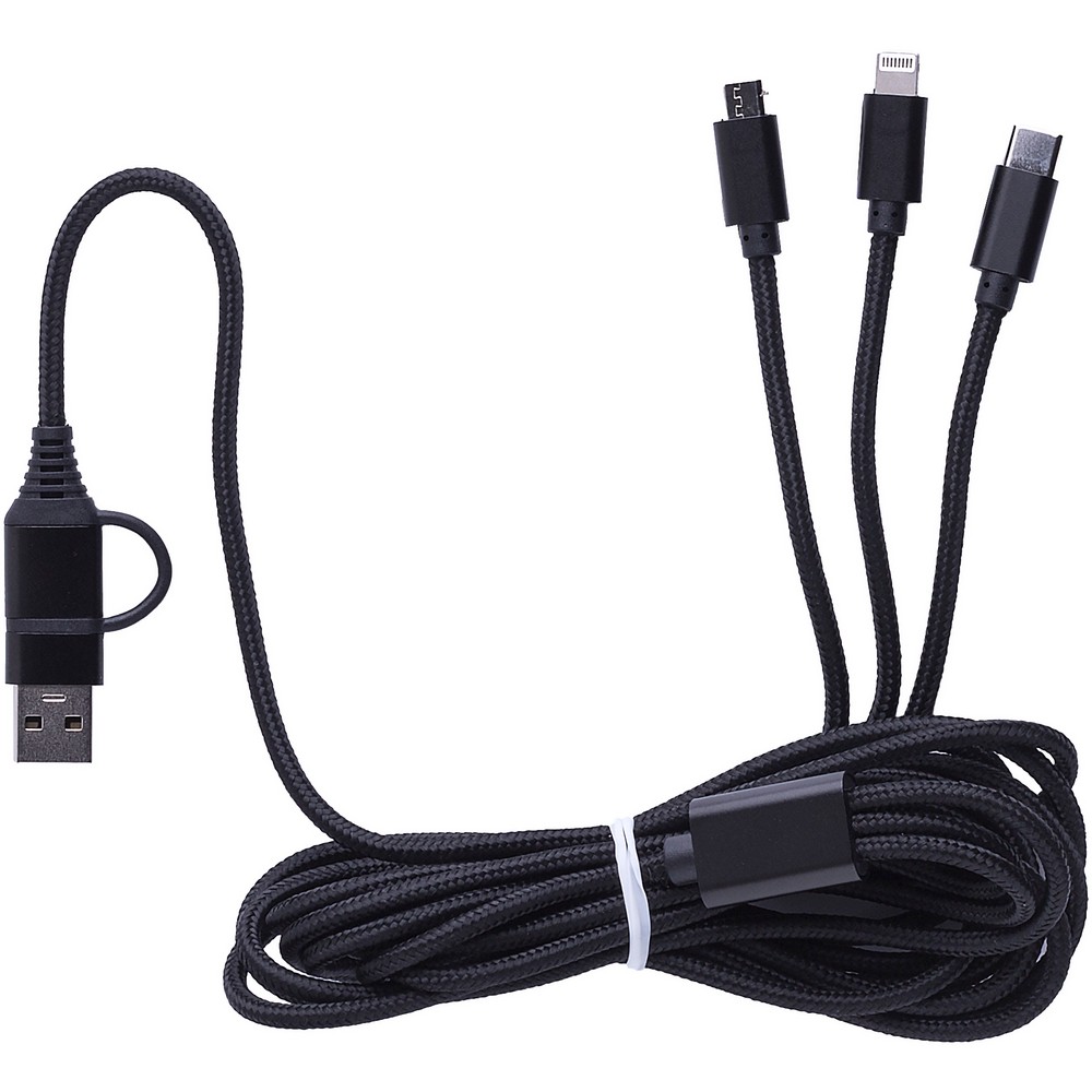 Uniwersalny kabel ładujący 4w1 z 4 końcówkami - 290cm - Kable z nadrukiem logo | VEBI - zdjęcie 3