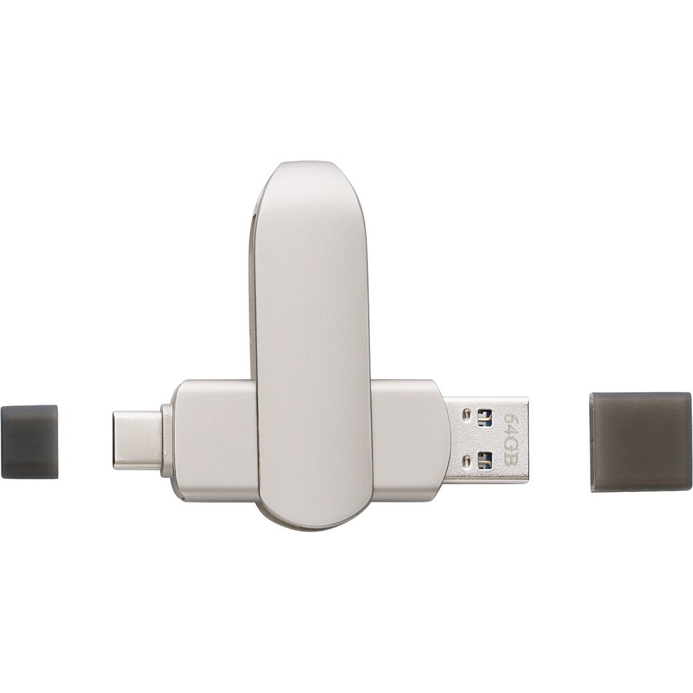 Pamięć USB 64GB w metalowym etui - USB i USB-C - Pamięci USB z nadrukiem logo | VEBI - zdjęcie 6