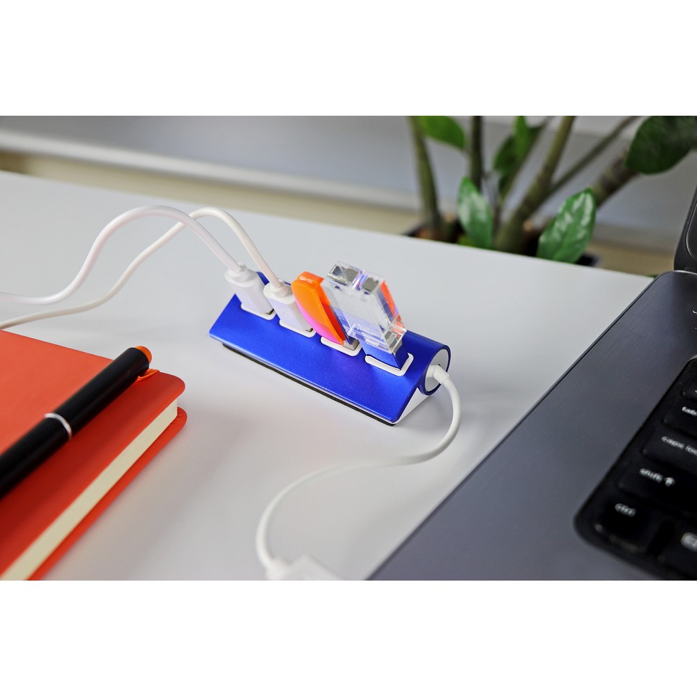 Hub USB 2.0 Fletcher - 4 porty do ładowania i transferu danych - Akcesoria do komputerów z nadrukiem logo | VEBI - zdjęcie 2