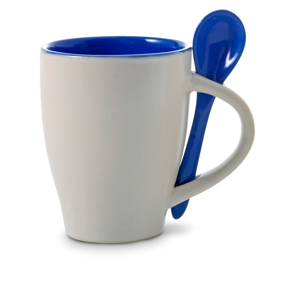 Kubek ceramiczny 300 ml z łyżeczką, z nadrukiem logo - Kubki z nadrukiem logo | VEBI