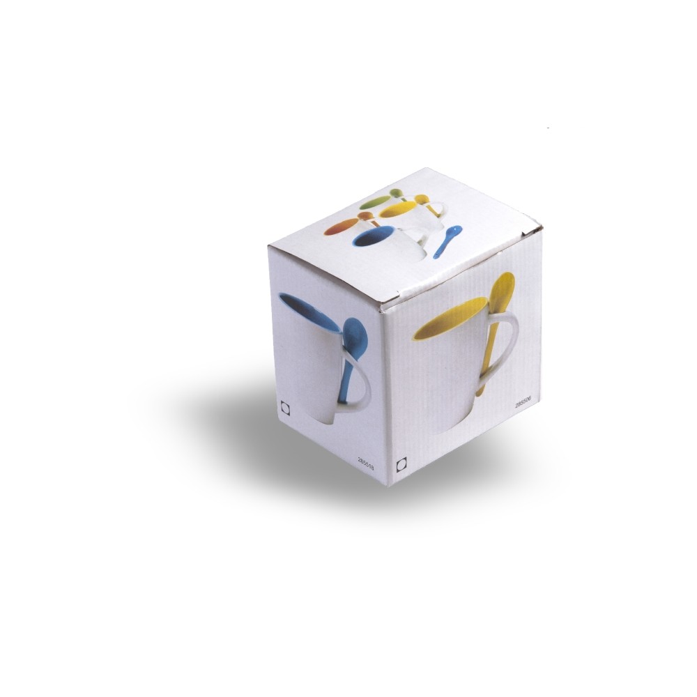Kubek ceramiczny 300 ml z łyżeczką, z nadrukiem logo - Kubki z nadrukiem logo | VEBI - zdjęcie 3