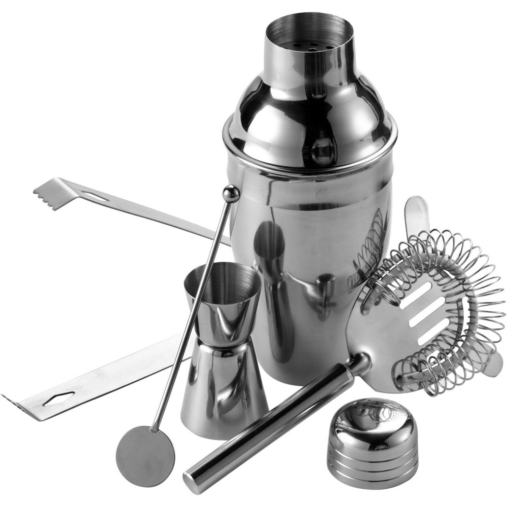 Elegancki zestaw barmański w pudełku - shaker 350ml - Akcesoria barowe z nadrukiem logo | VEBI