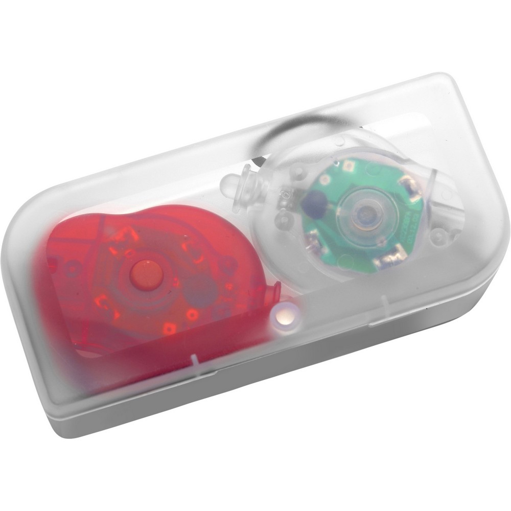 Zestaw mini lampek rowerowych LED w pudełku prezentowym - Akcesoria rowerowe z nadrukiem logo | VEBI