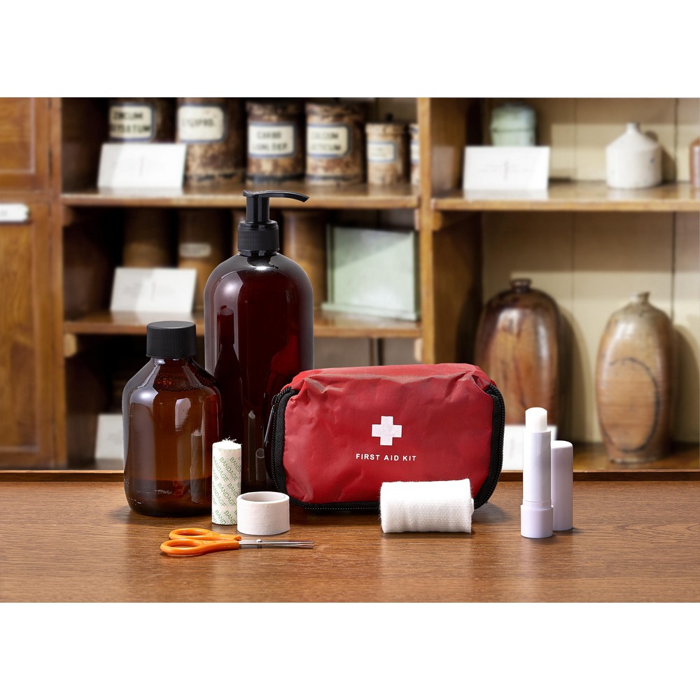 Apteczka podróżna 17 el. w praktycznym pokrowcu - Higiena i dezynfekcja z nadrukiem logo | VEBI - zdjęcie 6