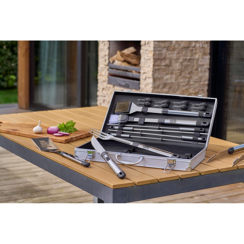 Profesjonalny zestaw grillowy w walizce aluminiowej - Grill i piknik z nadrukiem logo | VEBI - zdjęcie 7