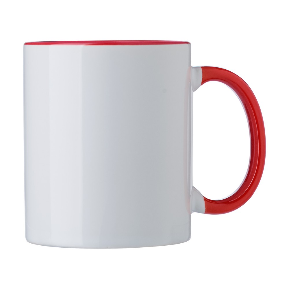 Kubek ceramiczny z kolorowymi elementami 300ml - pod sublimację - Kubki z nadrukiem logo | VEBI