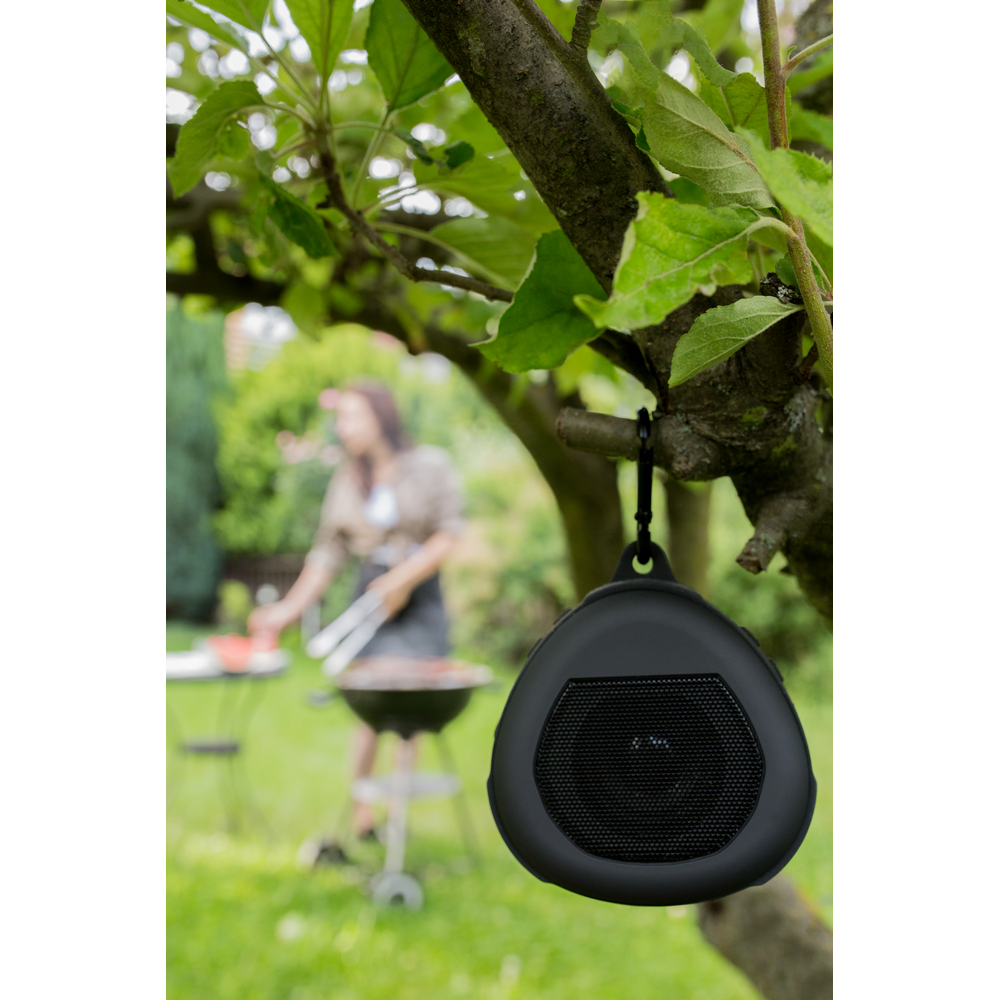 Wodoodporny głośnik bluetooth 5W z karabińczykiem Justice - Głośniki z nadrukiem logo | VEBI - zdjęcie 10