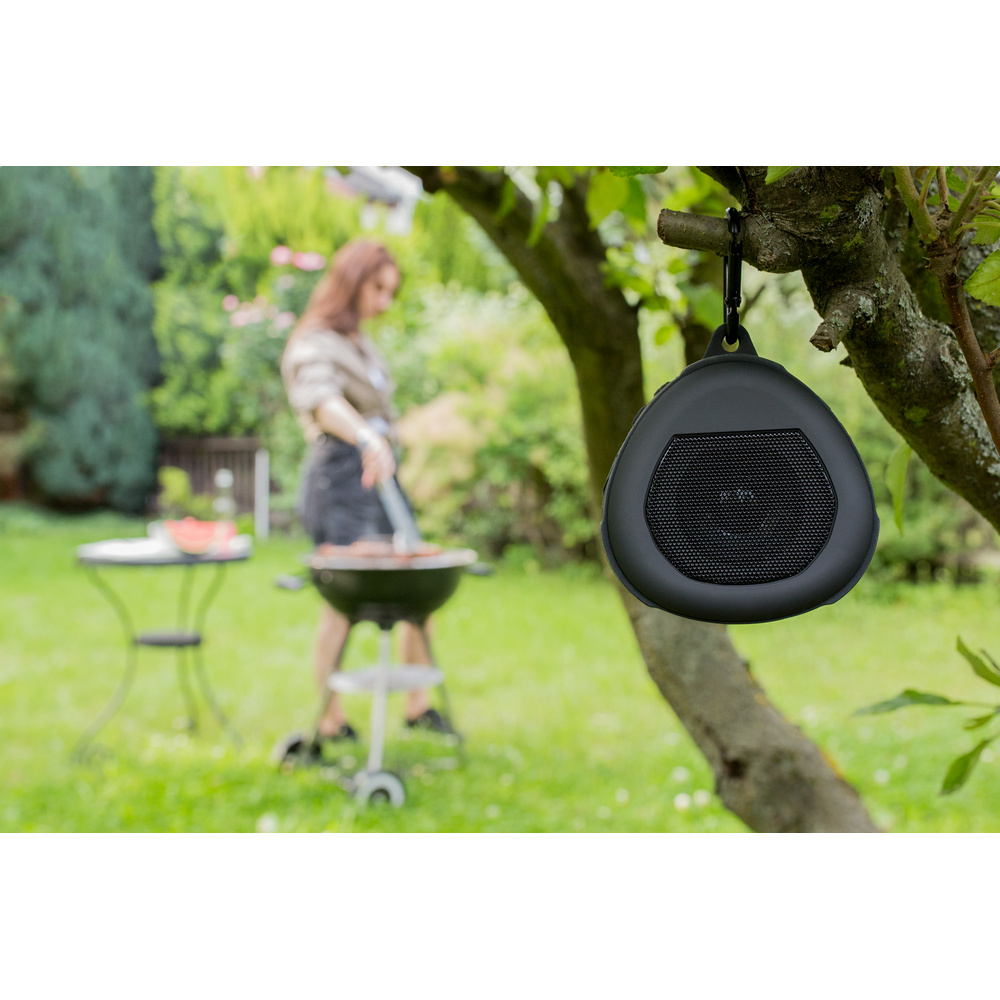 Wodoodporny głośnik bluetooth 5W z karabińczykiem Justice - Głośniki z nadrukiem logo | VEBI - zdjęcie 11