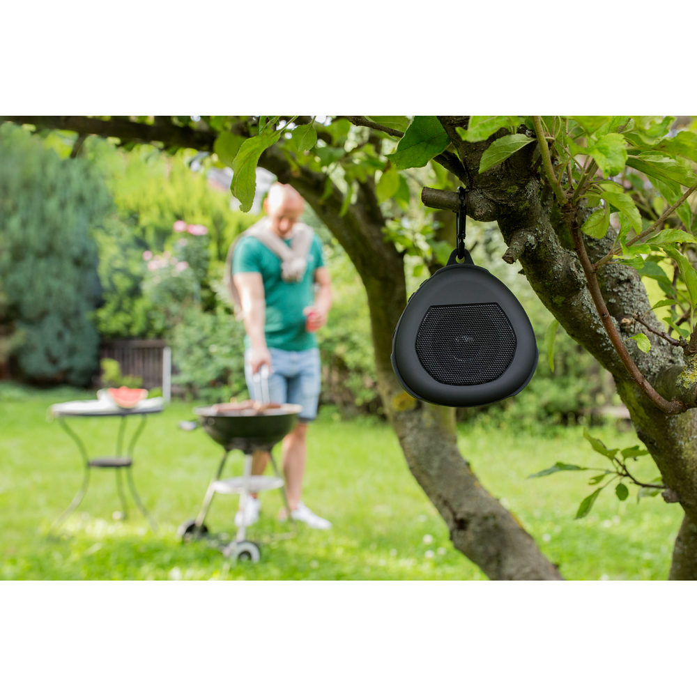 Wodoodporny głośnik bluetooth 5W z karabińczykiem Justice - Głośniki z nadrukiem logo | VEBI - zdjęcie 13