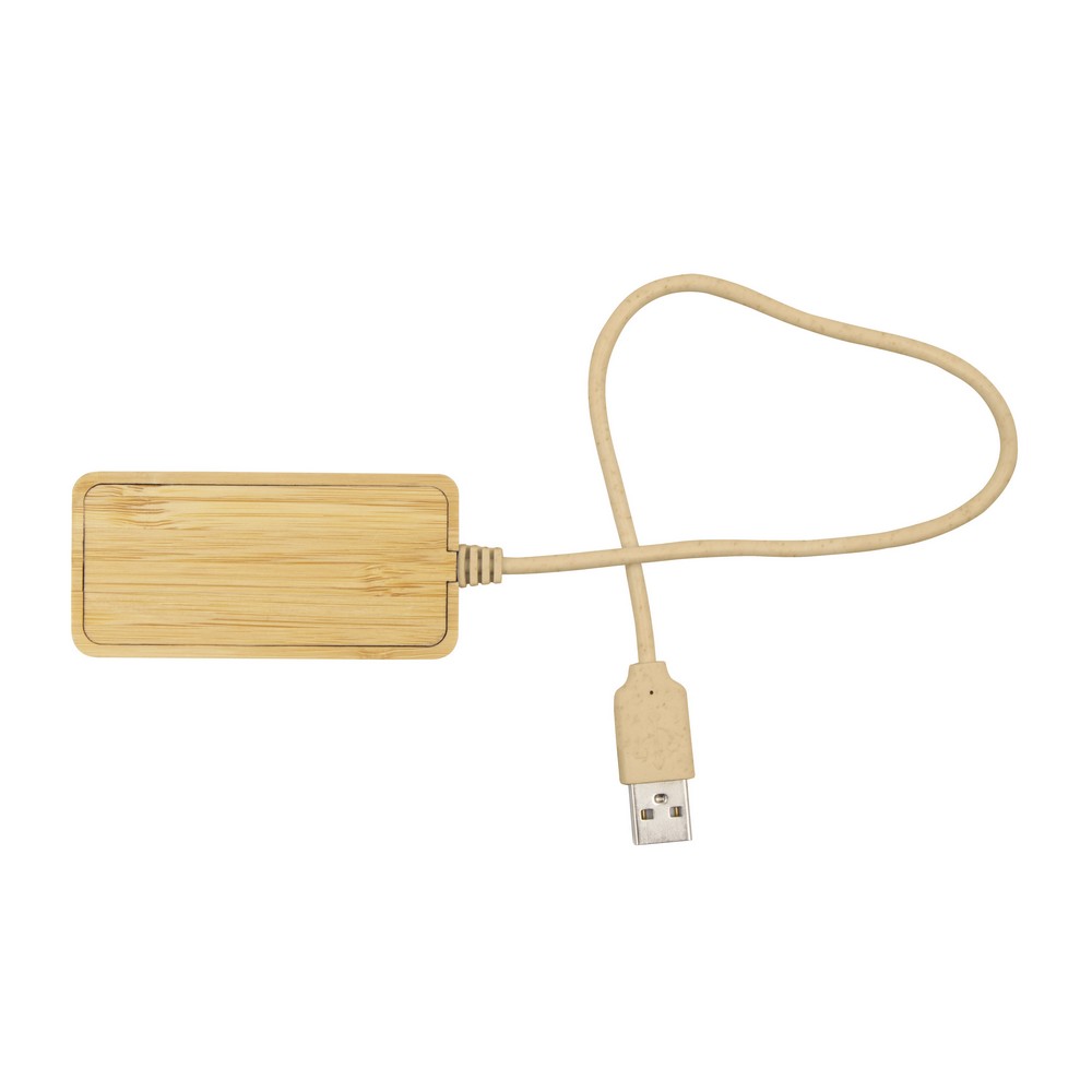 Hub USB bambusowy B'RIGHT - ekologiczny rozdzielacz portów - Akcesoria do komputerów z nadrukiem logo | VEBI - zdjęcie 5