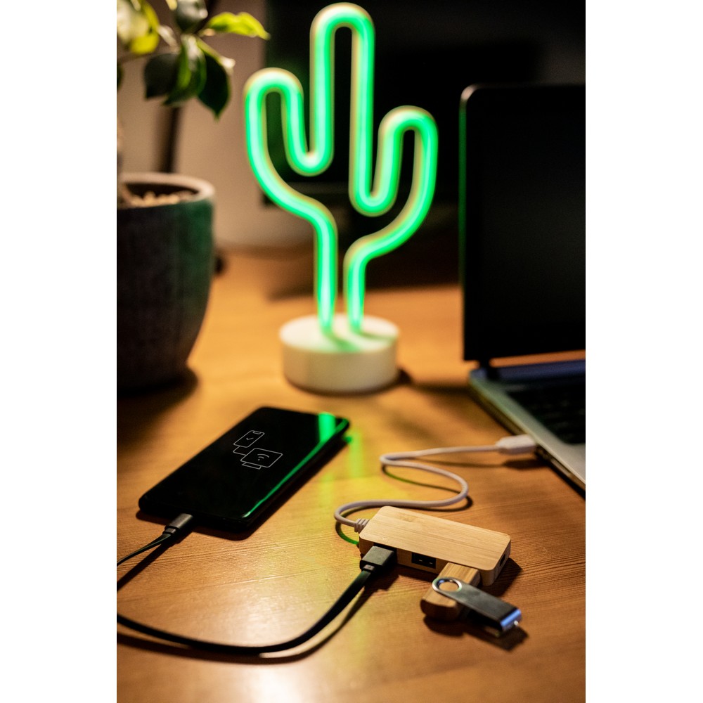 Hub USB bambusowy B'RIGHT - ekologiczny rozdzielacz portów - Akcesoria do komputerów z nadrukiem logo | VEBI - zdjęcie 7