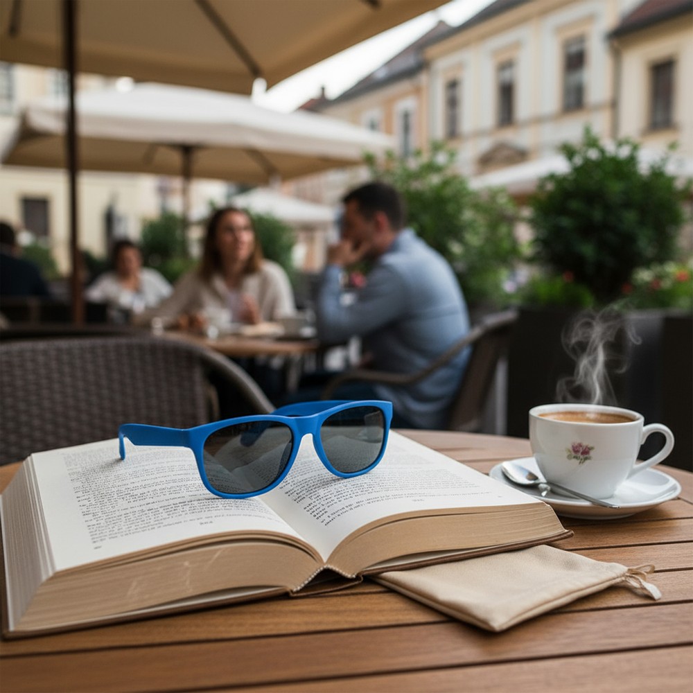 Ekologiczne okulary przeciwsłoneczne z etui bawełnianym Adam - Okulary przeciwsłoneczne z nadrukiem logo | VEBI - zdjęcie 39