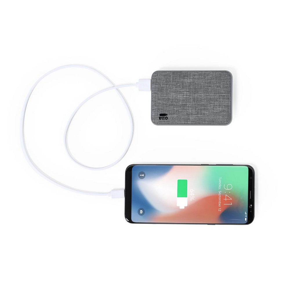 Power bank ekologiczny RPET 5000 mAh z wyjściem USB-C - Power banki z nadrukiem logo | VEBI