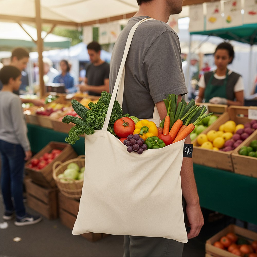 Ekologiczna torba na zakupy z bawełny organicznej B'RIGHT - Torby i koszyki na zakupy z nadrukiem logo | VEBI - zdjęcie 6