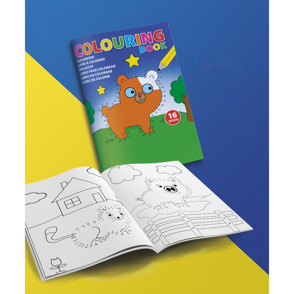 Kolorowanka reklamowa - 16 motywów na 8 kartkach - Kredki, kredy, zakreślacze z nadrukiem logo | VEBI - zdjęcie 4