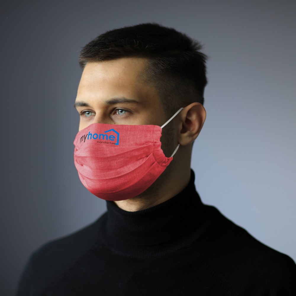 Lniana maseczka wielokrotnego użytku z nadrukiem - Narzędzia z nadrukiem logo | VEBI - zdjęcie 7