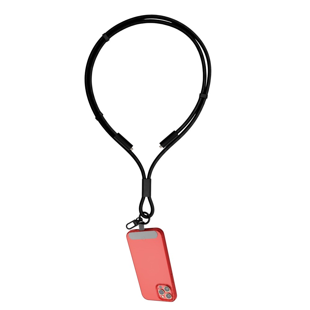 Smycz z kablem USB-C do telefonu Bassam - ładowanie 60W - Kable z nadrukiem logo | VEBI - zdjęcie 7