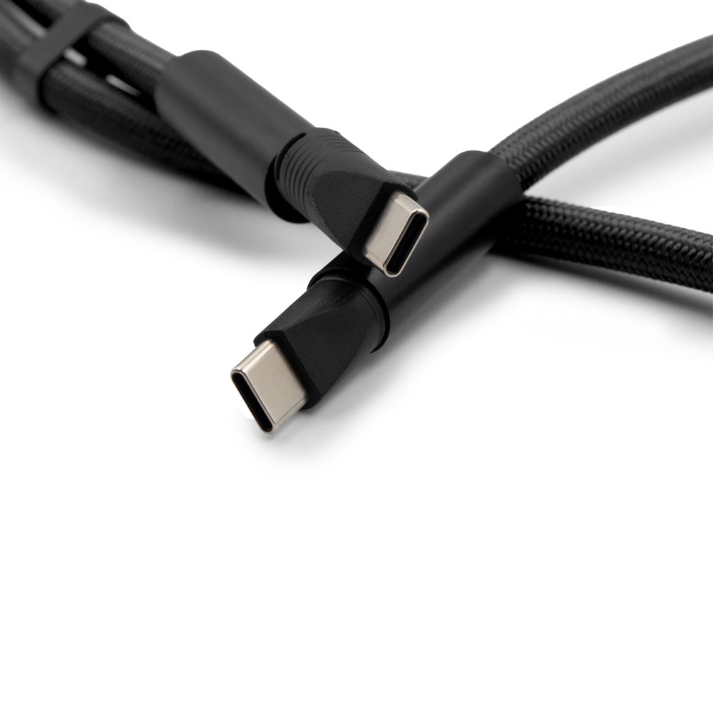 Smycz z kablem USB-C do telefonu Bassam - ładowanie 60W - Kable z nadrukiem logo | VEBI - zdjęcie 4