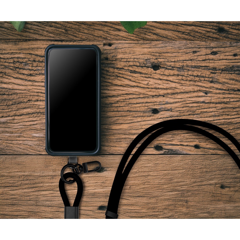 Smycz z kablem USB-C do telefonu Bassam - ładowanie 60W - Kable z nadrukiem logo | VEBI