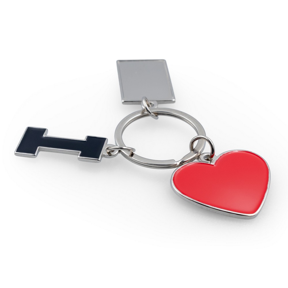 Metalowy brelok do kluczy "I Love" w kształcie serca - Breloki z nadrukiem logo | VEBI - zdjęcie 4