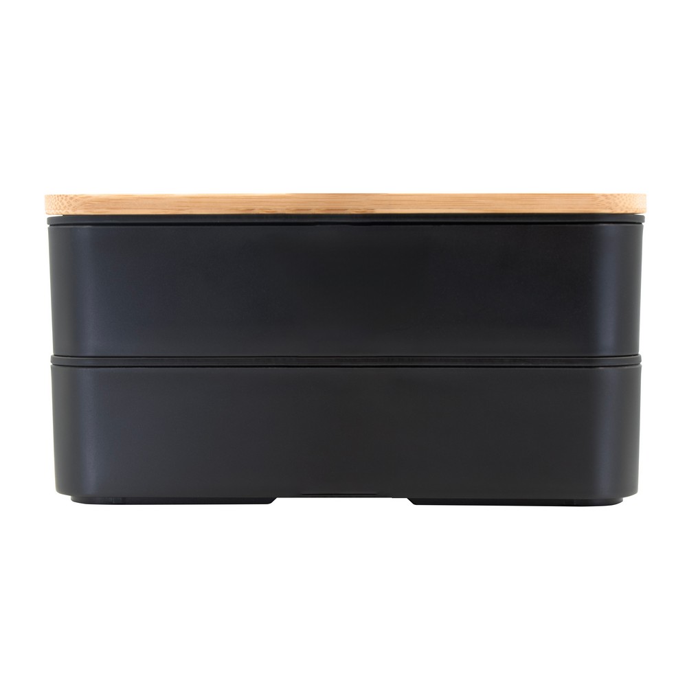 Bambusowy lunch box 2w1 ze sztućcami - ekologiczny zestaw - Pojemniki na żywność z nadrukiem logo | VEBI - zdjęcie 13