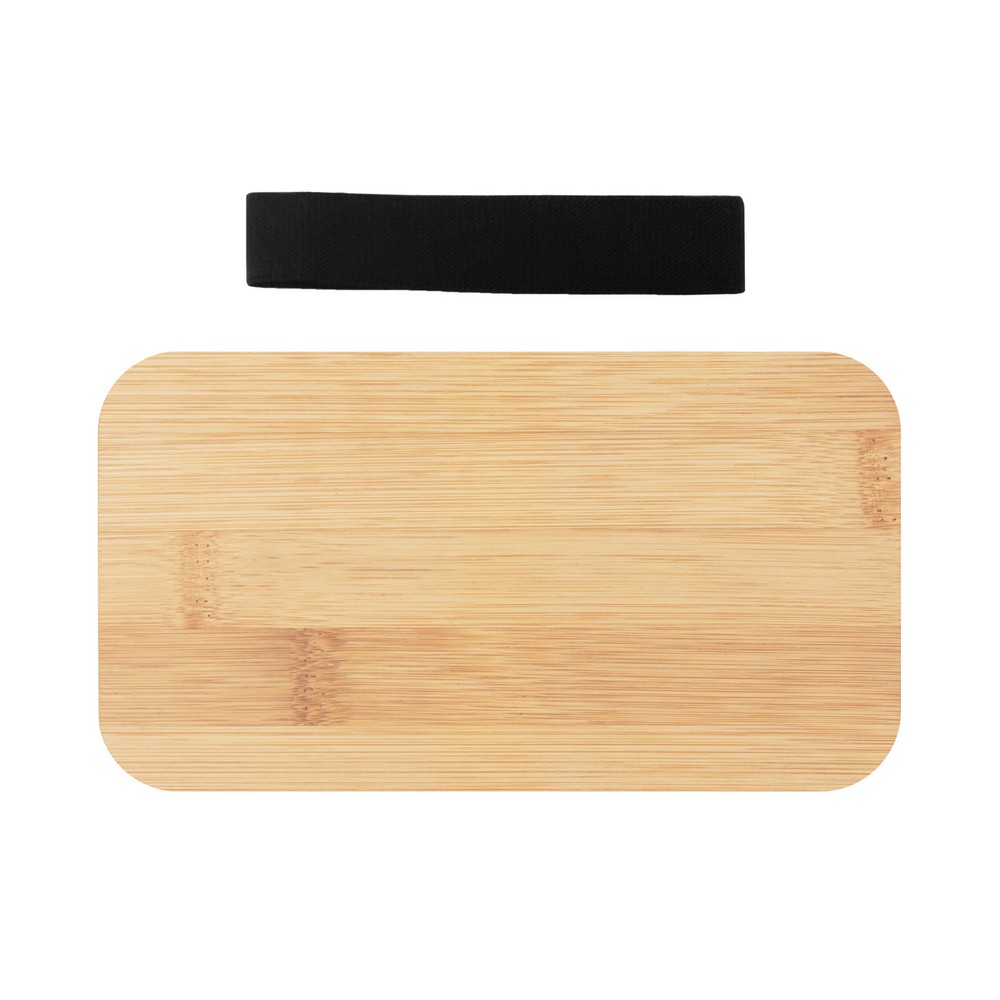 Bambusowy lunch box 2w1 ze sztućcami - ekologiczny zestaw - Pojemniki na żywność z nadrukiem logo | VEBI - zdjęcie 9