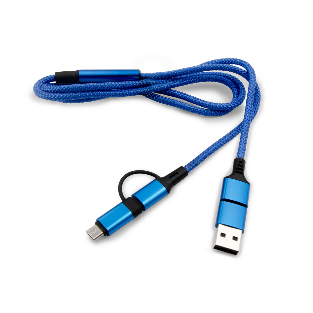Uniwersalny kabel ładujący 4w1 z miejscem na logo - Kable z nadrukiem logo | VEBI - zdjęcie 4