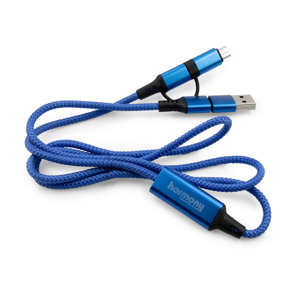 Uniwersalny kabel ładujący 4w1 z miejscem na logo - Kable z nadrukiem logo | VEBI