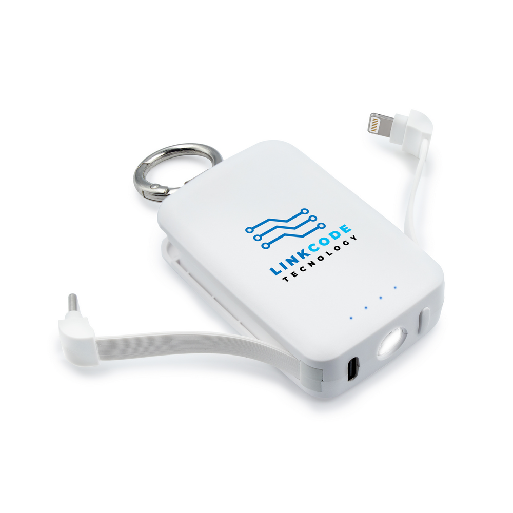 Power bank 4000 mAh z karabińczykiem i latarką LED - Power banki z nadrukiem logo | VEBI