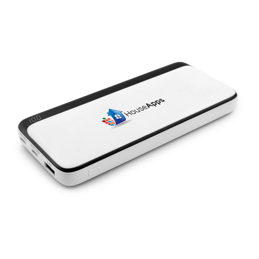 Power bank Dejerius 10000 mAh z wyświetlaczem cyfrowym - Power banki z nadrukiem logo | VEBI