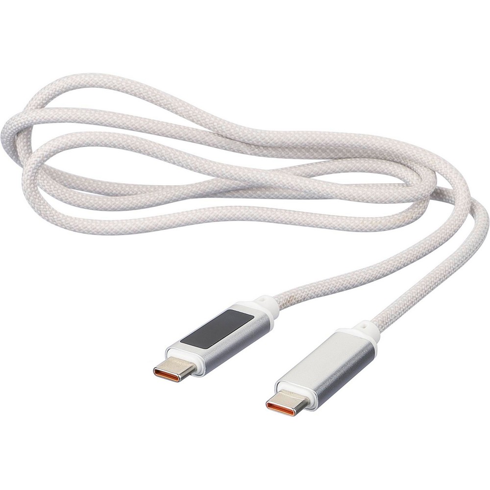 Kabel USB-C 65W z kontrolką ładowania - tkaninowy 1m - Kable z nadrukiem logo | VEBI - zdjęcie 2