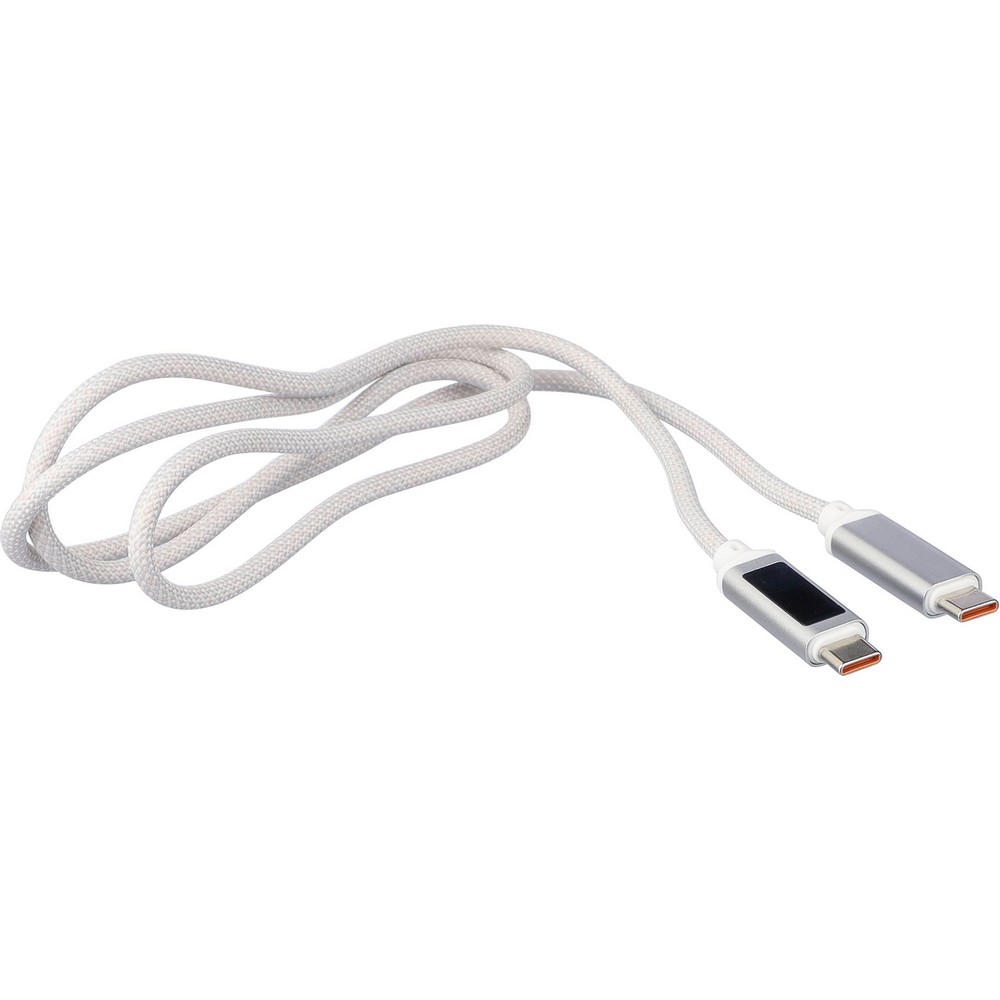 Kabel USB-C 65W z kontrolką ładowania - tkaninowy 1m - Kable z nadrukiem logo | VEBI - zdjęcie 4