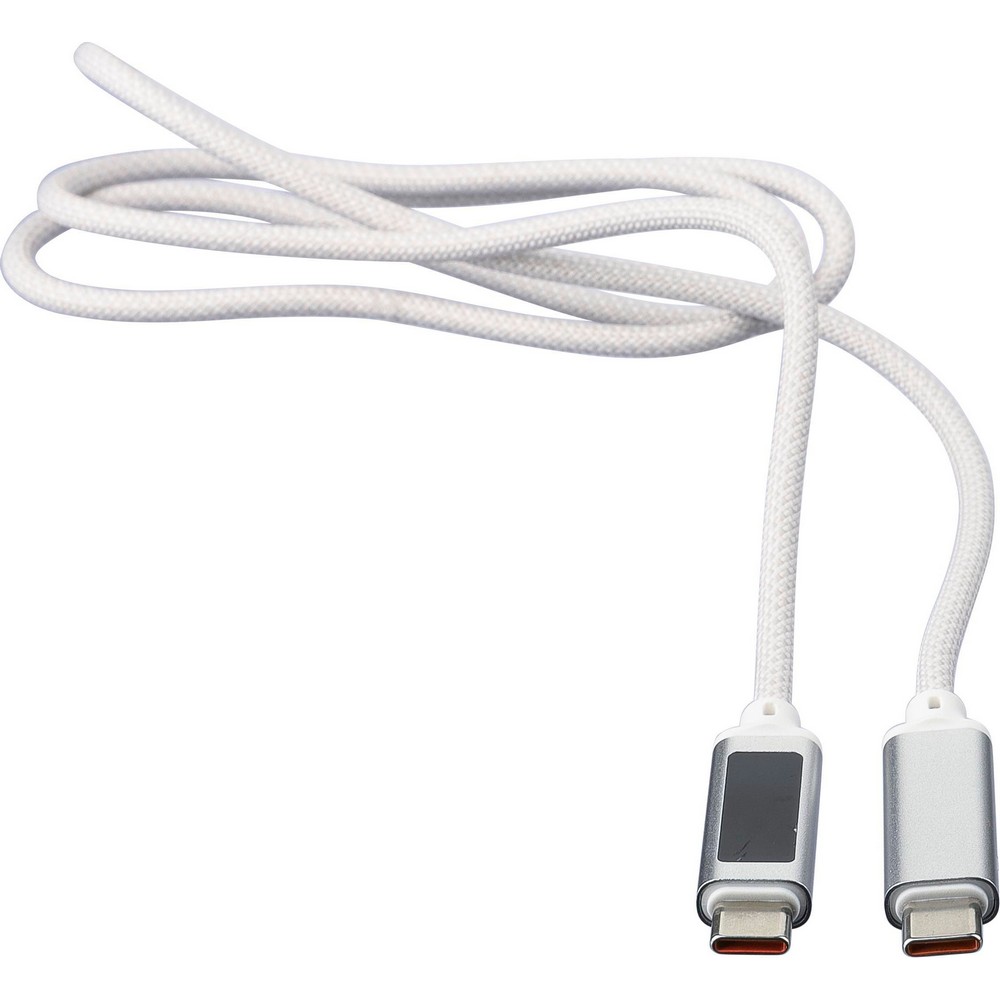 Kabel USB-C 65W z kontrolką ładowania - tkaninowy 1m - Kable z nadrukiem logo | VEBI - zdjęcie 5
