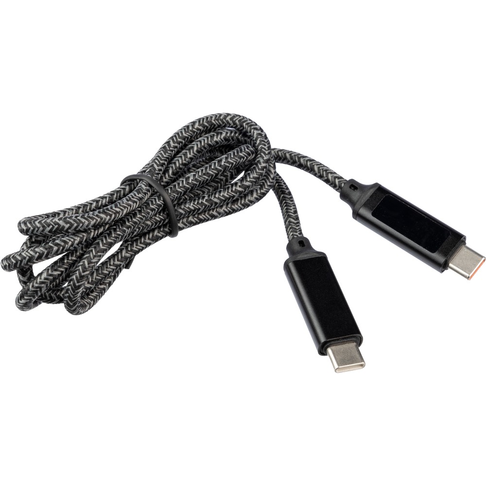 Kabel USB-C 65W z kontrolką ładowania - tkaninowy 1m - Kable z nadrukiem logo | VEBI - zdjęcie 26