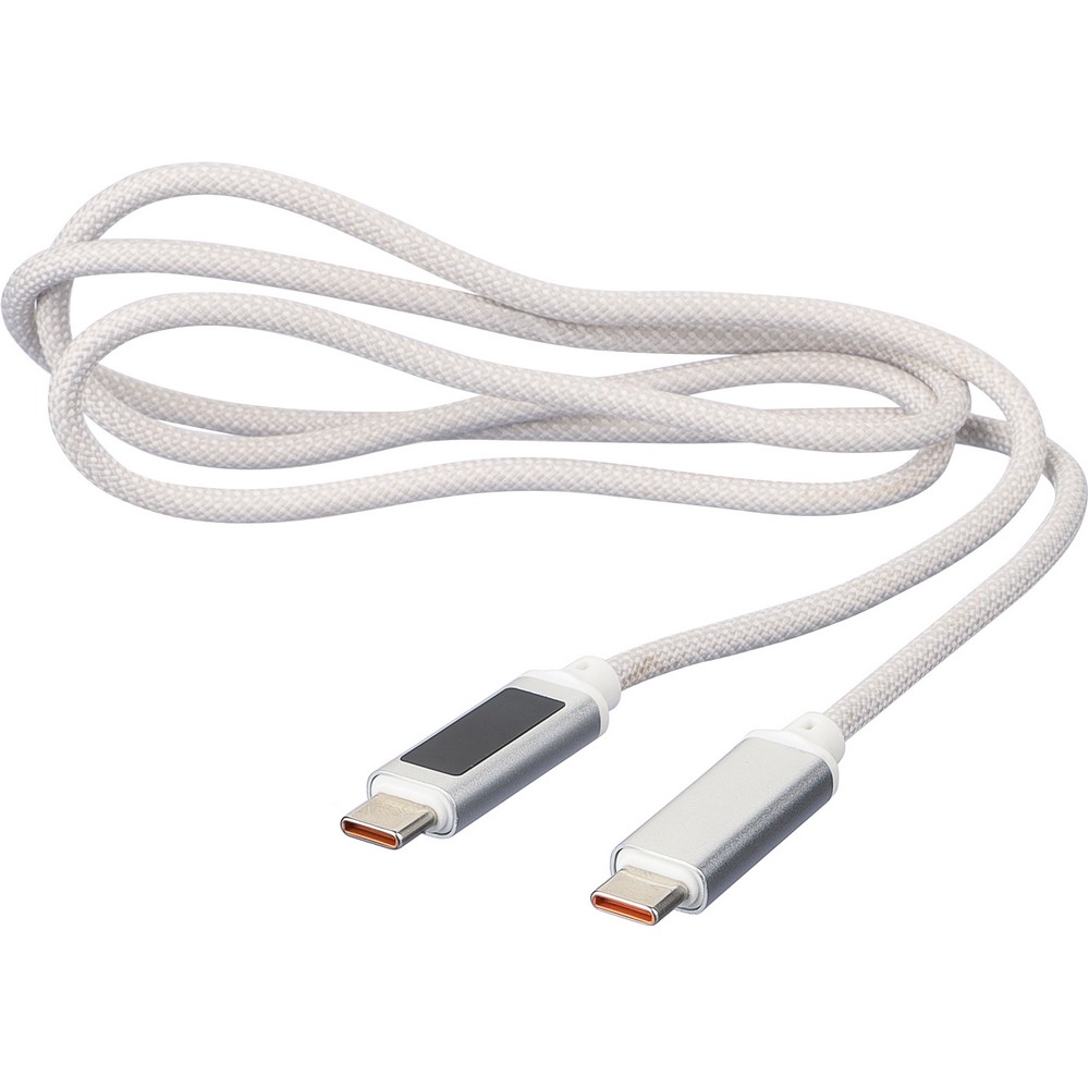 Kabel USB-C 65W z kontrolką ładowania - tkaninowy 1m - Kable z nadrukiem logo | VEBI - zdjęcie 10